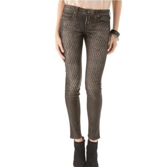 True Religion Halle Mojave Lonestar Skinny Jeans Gray Snakeskin Size 27 - Picture 2 of 14